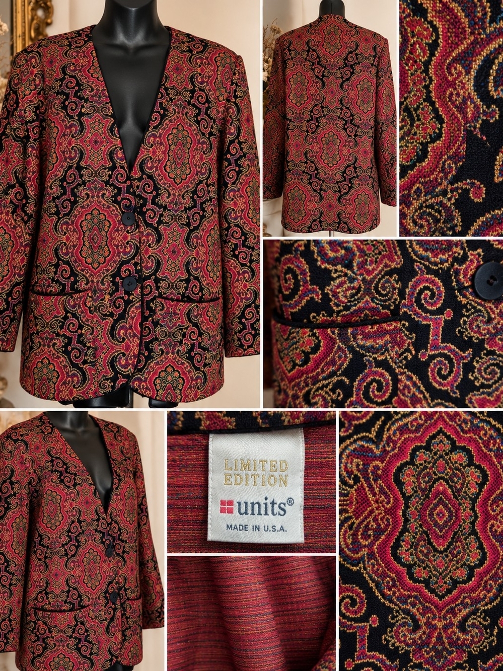 Vintage Units Limited Edition USA Tapestry Paisley Blazer Jacket